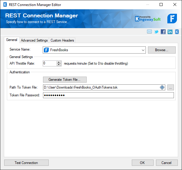 SSIS REST FreshBooks Connection Manager